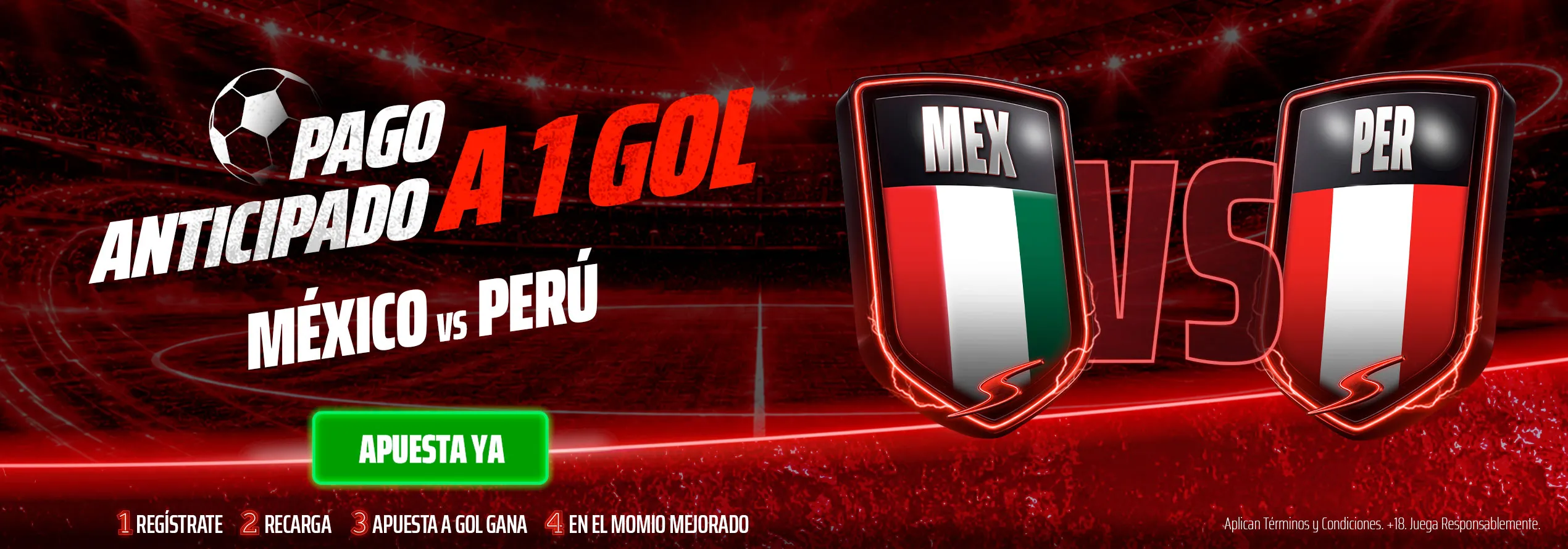 Pago anticipado a 1 gol: México vs Perú